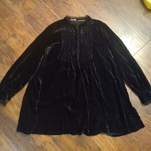 Urban Outfitters Black Velvet Tunic Long Sleeve Babydoll Plus Size